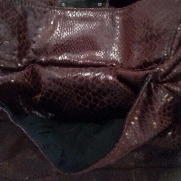 Kennethcole Reaction Red Flux Snake Skin Tote Bag Vintage Lp34 - Picture 5 of 8